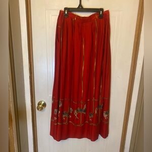 Vintage Austin Hill Red Carousel Horse Print Women's Skirt (Fairytale/Whimsical)